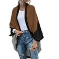 thumbnail image 1 of Vedolay Cardigan Sweaters for Women Open Front Cardigans Soft Draped Ruffle Shrugs Coffee,L, 1 of 5