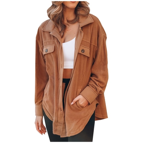 Vedolay Cardigan Sweaters for Women Open Front Jacket Long Sleeve Coat Outerwear 2023 Brown,S