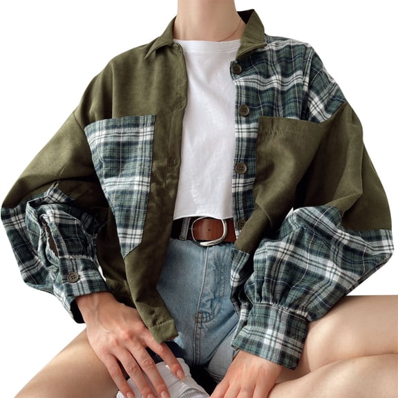 Vedolay Cardigans Women Thick Long Sleeve Blazer Jacket Loose Women Outerwear Green,S