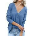 thumbnail image 1 of Vedolay Cardigans for Women Casual Breathable Sweater Work office Coat with Pockets Blue,L, 1 of 5