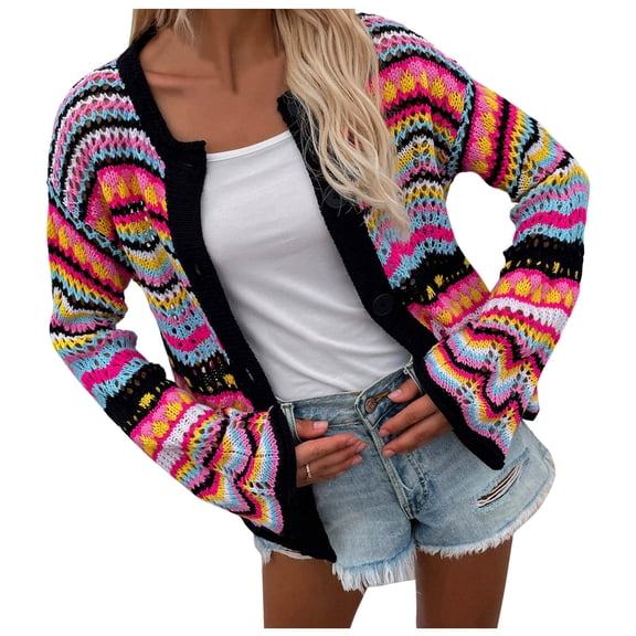 Vedolay Cardigans for Women Simple Solid Color Fashion Cardigans Jacket Coat Black,M