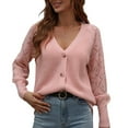thumbnail image 1 of Vedolay Cardigans for Women Solid Color Knit Single Coat for Winter Pink,M, 1 of 5