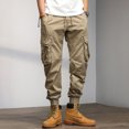 thumbnail image 1 of Vedolay Cargo Pants For Men Baggy Men's Drawstring Waist Flap Pocket Streetwear Baggy Cargo Pants Trousers,Khaki XL, 1 of 5