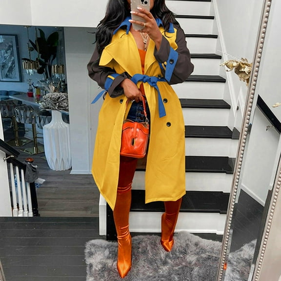 Vedolay Casual Jackets for Women Casual Long Sleeve Open Front Work Office Fashion Casual Jackets,Yellow 3XL