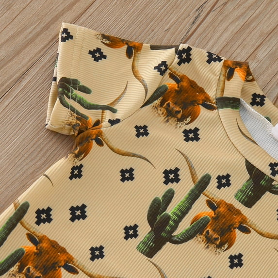 Vedolay Casual Jumpsuits Baby Boys' Printed Knit Romper with Elastic Waistband,Khaki 12-18 Months
