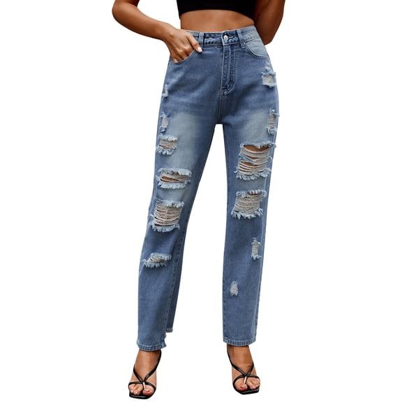 Vedolay Casual Pants Women Women's High Waist Seamed Skinny Jeans Blue,XL