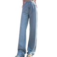 thumbnail image 1 of Vedolay Casual Pants Women Women'shigh Waist Denim Pants Raw Hem Fashion Jeans Sky Blue,M, 1 of 5
