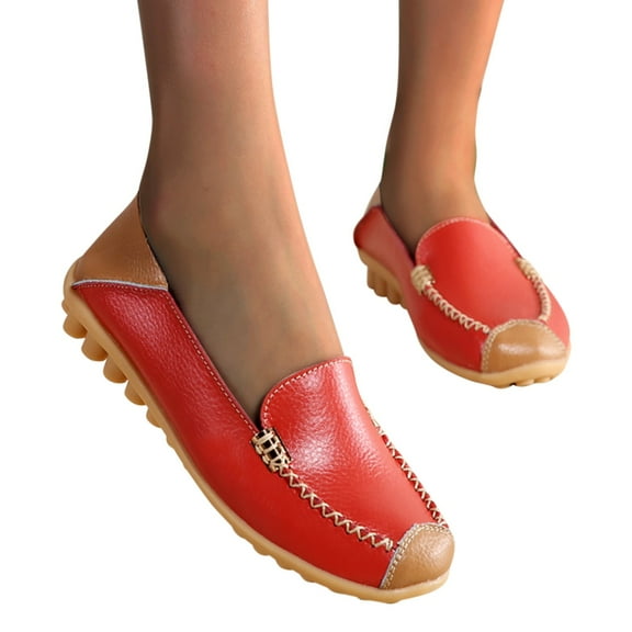 Vedolay Casual Shoes Flats for Women Comfortable, Walking Shoes Breathable Loafers,Red 7
