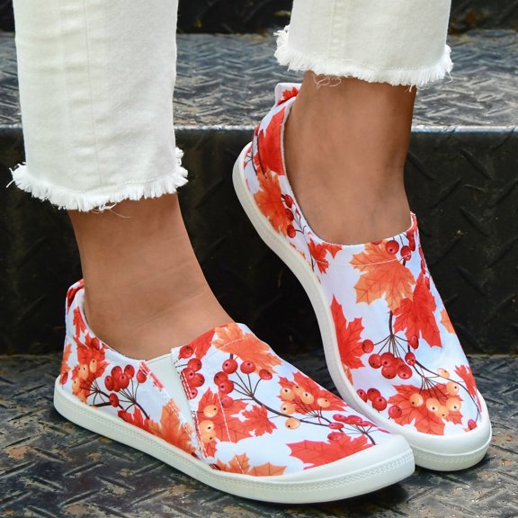 Vedolay Casual Shoes For Ladies Shoes for Women Comfort Loafers Classic Slip on Flat Shoes for Ladies,Orange 7