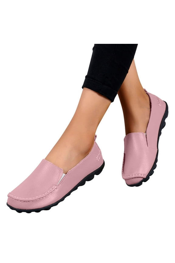 Casual Shoes For Ladies Women's Loafers Outdoor Casual Fashion Comfort Rubber Sole Flats Shoes,Pink 9