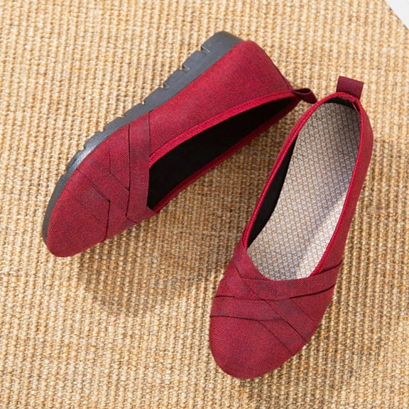 Vedolay Casual Shoes For Women Flats Women's Loafers Outdoor Casual Fashion Comfort Rubber Sole Flats Shoes,Red 7.5