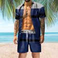 thumbnail image 1 of Vedolay Casual Short Sets For Men Men's Shorts Sleeve Mens Outfits 2 Piece Fashion Tracksuit Comfy Casual Set,Blue XL, 1 of 5