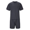 thumbnail image 1 of Vedolay Casual Short Sets For Men Mens Personality Sport Set Summer 2 Piece Outfit Short Sleeve T Shirt and Shorts,Dark Gray XXL, 1 of 3
