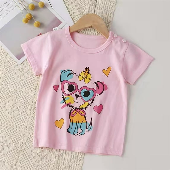 Vedolay Casual Tops For Boy Boys Shirts Kids Cartoon Shirt Printed Teenager Short Sleeve T-Shirts,Pink 12-18 Months