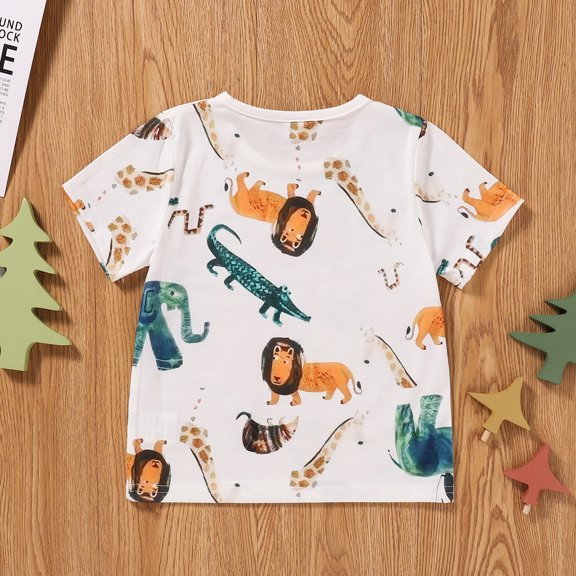 Vedolay Casual Tops For Boy T-Shirt Crewneck Short Sleeve Novelty Tops Tee for Boys,White 5-6Years