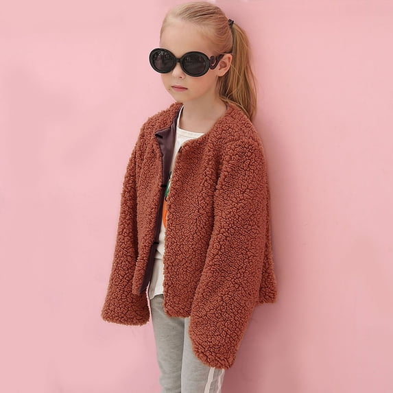 Vedolay Casual Tops for Girl Girl's and Toddlers' Lightweight Print Zip-up Hooded Lined Jacket,Brown 1-2 Years