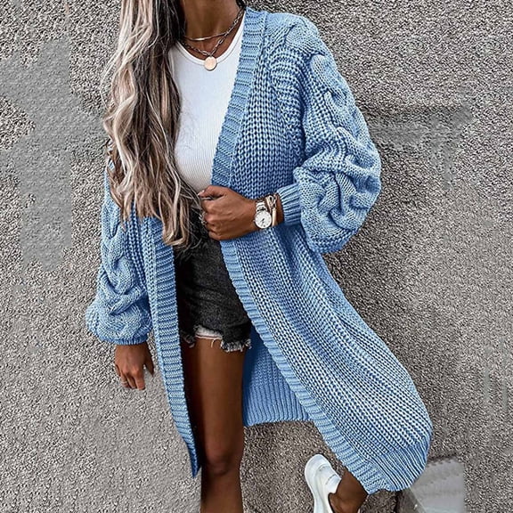 Vedolay Casual Tops for Women Jackets for Women Casual Open Front Long Sleeve Fashion Lightweight Jacket,Sky Blue 3XL