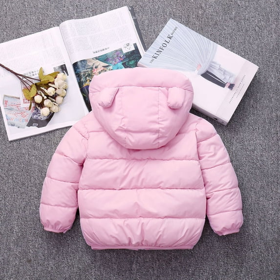 Vedolay Coat for Girls Girls Sherpa Outerwear Coats Winter Long Sleeve Padded Top for Kids,Pink 12-18 Months