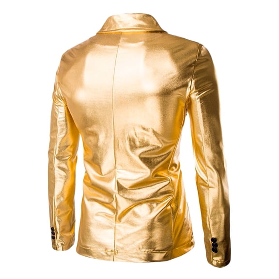 Vedolay Coat for Men Casual Long Sleeve Open Front Lapel Collar Work Office Blazer Jacket,Gold XL