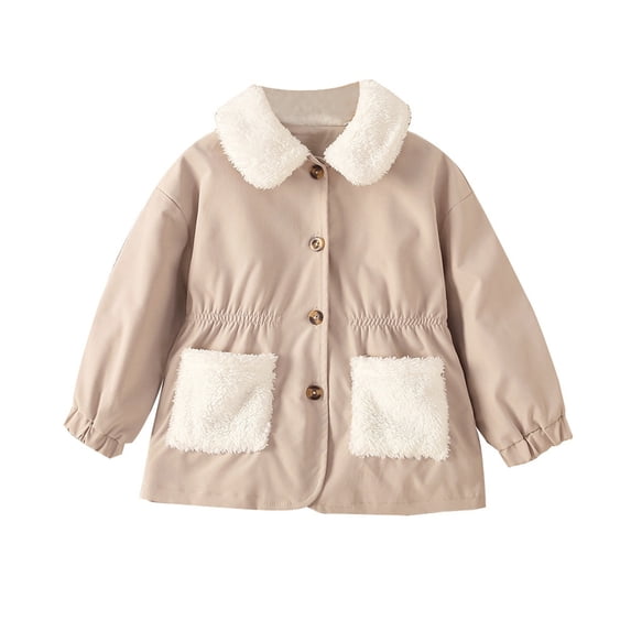 Vedolay Coat for Toddler Baby Girls Cute Boy Hooded Baby Kids Thick Zipper Girls Coat Outwear Khaki,90