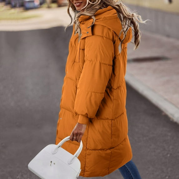 Vedolay Coat for Women Casual Office Long Sleeve Open Front with Button Suit Jacket,Orange XXL