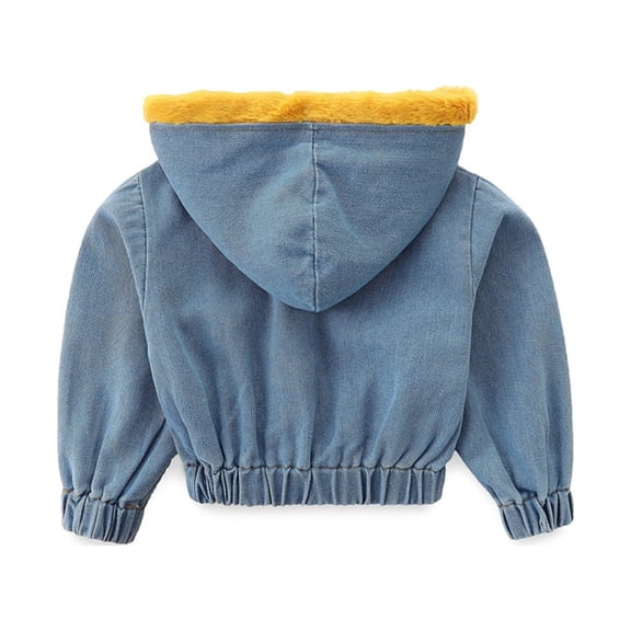 Vedolay Coats Girl's Colorblock Button Up Jacket Long Sleeve Fleec Outerwear,Blue 1-2 Years