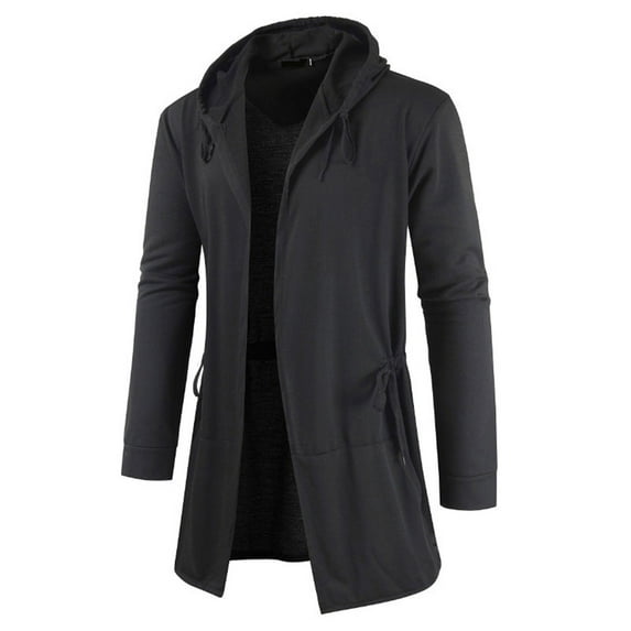 Vedolay Coats for Men Fashion Men Casual Solid Hooded Plush Warm Jackets Black,M