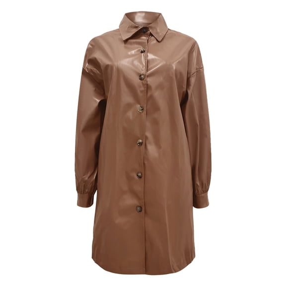 Vedolay Coats for Women 2023 Winter Outerwear Double- Mid-Length Coat Brown,S