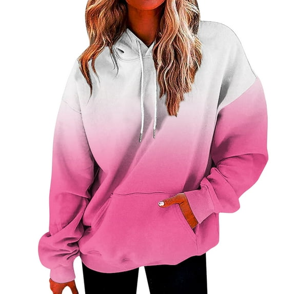Vedolay Comfort Sweatshirts Hoodie for Women Fall Loose Solid Color Sweatshirt with Pockets,Pink S