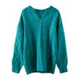 thumbnail image 1 of Vedolay Cropped Sweater Women's V Neck Long Sleeve Pullover Casual Lapel Collar Knit Sweaters,Blue M, 1 of 3