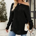 thumbnail image 1 of Vedolay Cropped Sweater Womens 2023 Fashion V Neck Collared Sweaters Casual Loose Lantern Long Sleeve Tops,Black M, 1 of 3