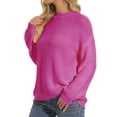 thumbnail image 1 of Vedolay Cropped Sweaters for Women 2023 Casual Turtleneck Long Sleeve Striped Loose Pullover Sweater,Hot Pink M, 1 of 3