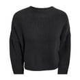 thumbnail image 1 of Vedolay Cropped Sweaters for Women 2023 Long Sleeve Neck Oversized Pullover Sweater Knit Tops,Black L, 1 of 3