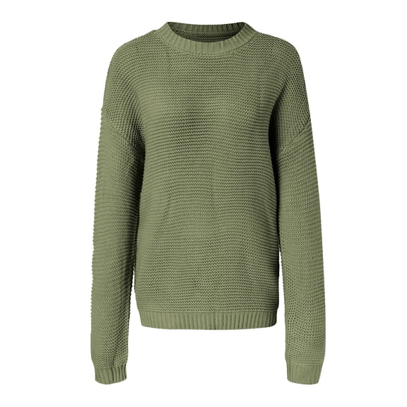 Vedolay Cropped Sweaters for Women Fall Pullover Sweaters Casual Crew Neck Long Sleeve Lightweight Tops,Green M