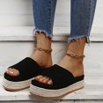thumbnail image 1 of Vedolay Cushionaire Sandals Women Women's Platform Ankle Strap Wedge Sandals, Comfortable Dressy Summer Shoes,Black 8.5, 1 of 5