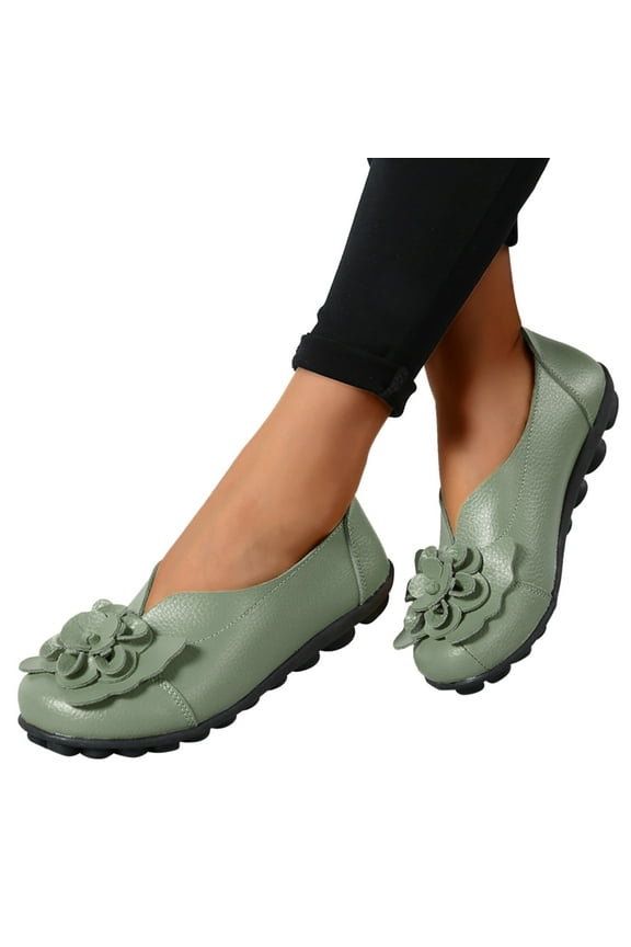 Cute Casual Shoes For Women Shoes for Women Flats Slip-on Loafer for Ladies,Army Green 8