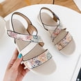thumbnail image 1 of Vedolay Cute Sandals Womens Wedge Sandals Flower Low Heel Platform Sandals Summer Comfortable Shoes,White 8, 1 of 5