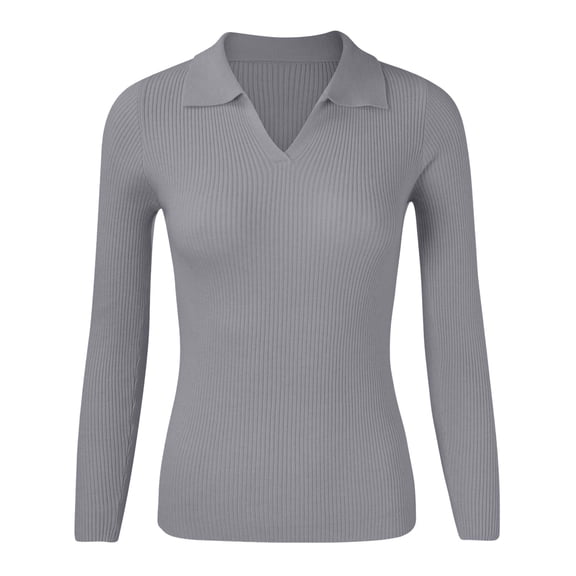 Vedolay Cute Sweaters Women's 2023 Fall Fashion Long Sleeve Sweater Ruffle Slim Fit Pullover Top,Gray S