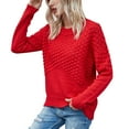 thumbnail image 1 of Vedolay Cute Sweaters Women's 2023 Winter Sweaters Casual Turtleneck Long Sleeve Striped Pullover Tops,Red L, 1 of 5