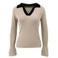 thumbnail image 1 of Vedolay Cute Sweaters Women's Casual Crew Neck Long Sleeve Pullover Knit Sweaters Jumper Tops,Khaki XL, 1 of 4