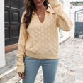 thumbnail image 1 of Vedolay Cute Sweaters Women's Crewneck Sweater 2023 Fall Oversized Side Slit Ribbed Knit Pullover Tops,Beige L, 1 of 4
