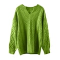 thumbnail image 1 of Vedolay Cute Sweaters Women's Ribbed Knit Long Lantern Sleeves Crewneck Casual Slim Fit Pullover Sweater,Green XL, 1 of 3