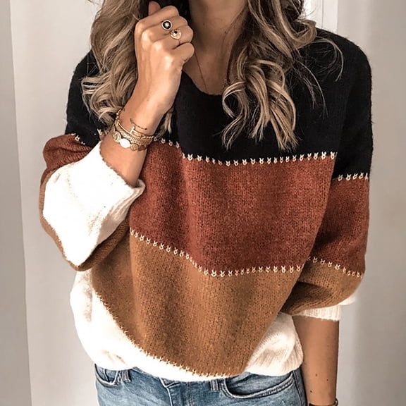 Vedolay Cute Sweaters Womens Fall Sweater Knit V Neck Oversized Fashion Pullover Casual Long Sleeve Top,Khaki L