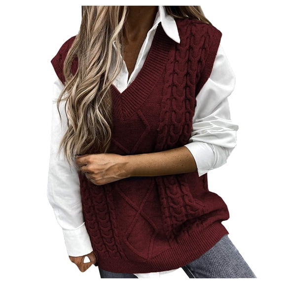 Vedolay Cute Sweaters Womens Fall Tops 2023 Fashion V Neck Long Sleeve Knitted Casual Sweater, L