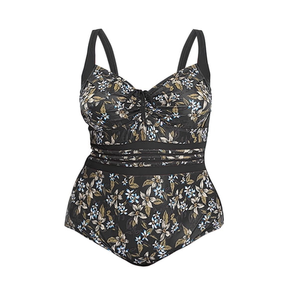 Vedolay Cute Swimsuits Women's Standard Side Shirred Girl Leg One Piece Swimsuit,Black 3XL