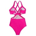 thumbnail image 1 of Vedolay Women's Summer One Piece Tummy Control High Waist Solid Color Swimsuit,Hot Pink XXL, 1 of 4