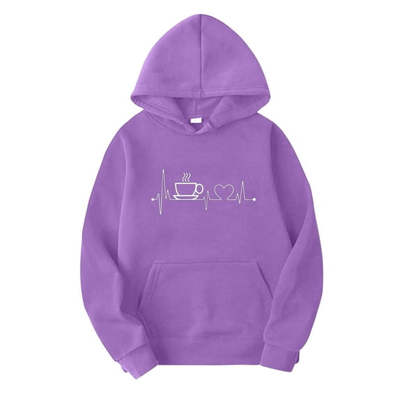 Vedolay Cute Tops Women's 2023 Zip Up Hoodies Oversized Sweatshirt Cute Fall Casual Clothing with Pockets,Purple XL