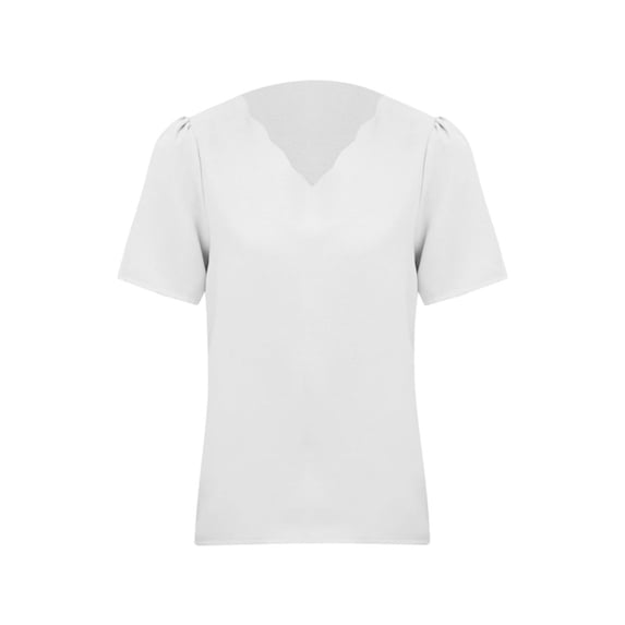 Vedolay Cute Tops Women's Casual Summer Tops Round Neck Short Sleeve Pullover Blouse Shirts Solid Color Tunics Blouse,Gray L