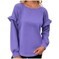 thumbnail image 1 of Vedolay Cute Tops Women's Fall Fashion Long Sleeve Pullover Casual Oversized Sweatshirt,Purple S, 1 of 5