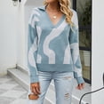 thumbnail image 1 of Vedolay Cute Tops for Women Crewneck Cropped Sweater Long Sleeve Ribbed Knit Pullover Tops,Light Blue M, 1 of 5